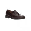 Giày lười nam kiểu Penny loafers mũi tròn bọc gót chân may viền nâu sẫm GDNGLN0006-VB