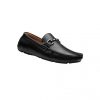 Giày lười nam kiểu Driver loafers mũi viền nổi quai kim loại đen GDNGLN0011-VB