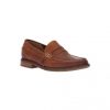 Giày lười nam kiểu Penny loafers mũi tròn bọc gót chân may viền nâu bò GDNGLN0007-VB
