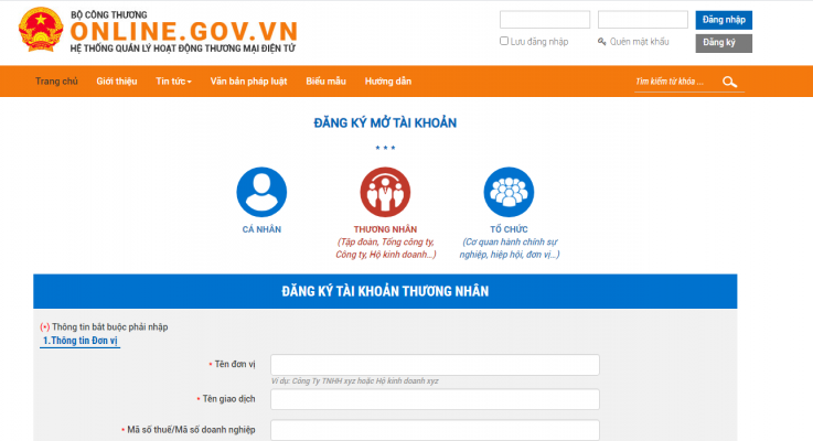 Hướng dẫn quy trình thông báo và đăng ký website với Bộ Công thương