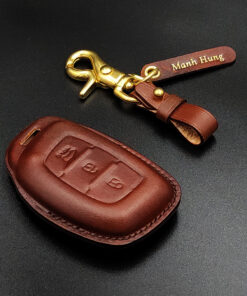 Bao da chìa khóa HYUNDAI i10 - Vegtan Leather - Nâu sẫm