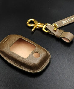 Bao da chìa khóa KIA SELTOS - Epsom Leather - Xám ghi - Khoét nút bấm